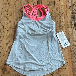 Lululemon Beat the Heat Tank Grey & Hot Pink sz 6
